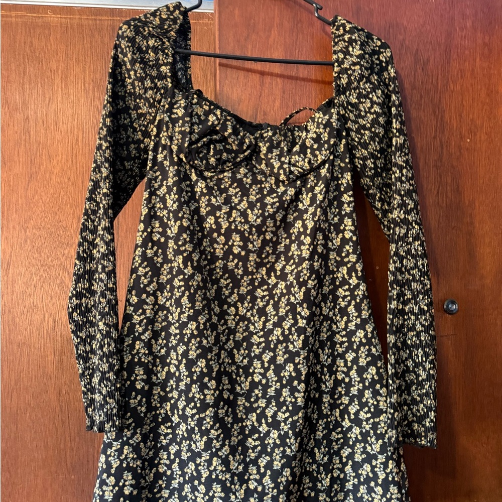 Floral Black and Cream Women's Dress